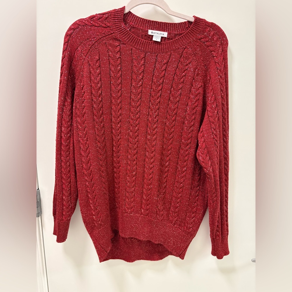 Athleta Crossroads Crew Sweater Red Metallic Size S - Picture 3 of 9